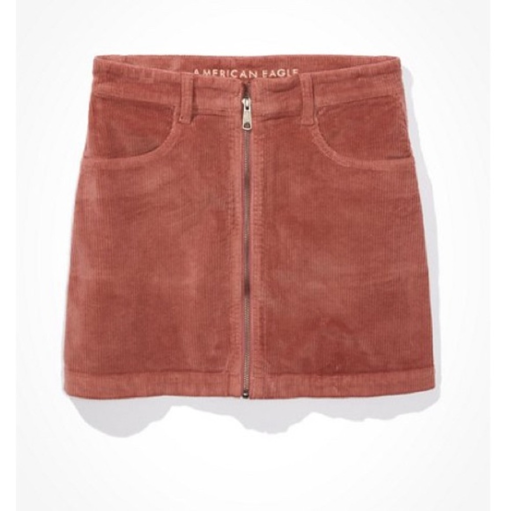 AE High-waisted corduroy miniskirt in mauve. 14 Long